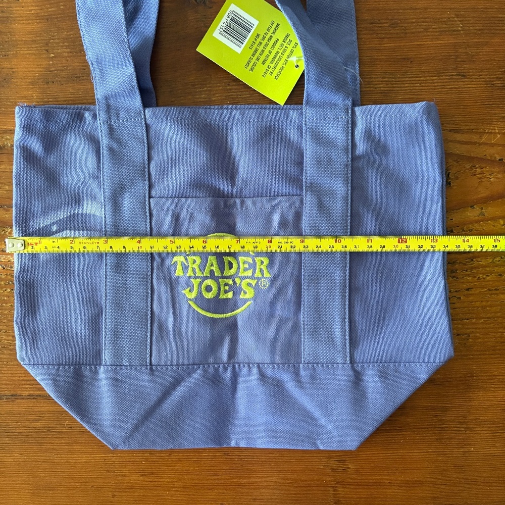 NWT Trader Joe's Mini Trick or Treat Canvas Tote Bag, Purple and Green - Picture 2 of 7